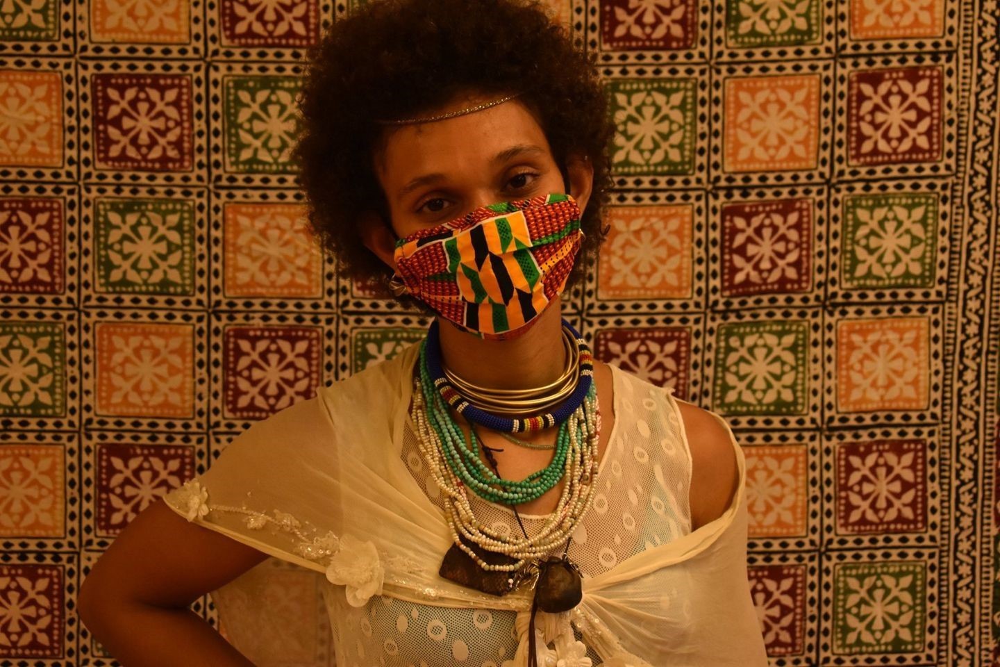 Beautiful African fabric mask